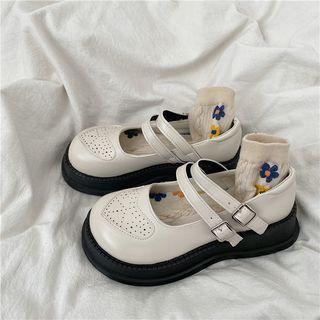 Heart Embroidered Platform Mary Jane Shoes