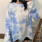 Tie-dyed Long Sleeve T-shirt As Shown In Figure - One Size