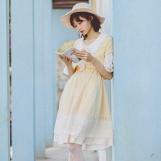 Set: Sleeveless A-line Dress + Bolero