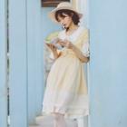 Set: Sleeveless A-line Dress + Bolero