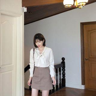 Patch-pocket A-line Mini Skirt