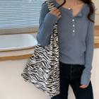 Zebra One-shoulder Canvas Bag As Shown In Figure - One Size