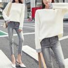 Color Matching Long-sleeve Knit Top