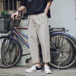 Front-pocket Plain Cropped Tapered Pants