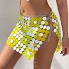 Asymmetrical Disc Mini Skirt Yellow - One Size