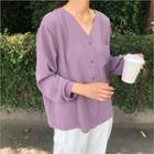V-neck Pocket-front Shirt