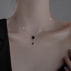 Disc Pendant Alloy Choker 1 Pair - Silver - One Size
