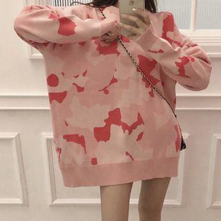 Camo Print Sweater Camouflage - Pink - One Size