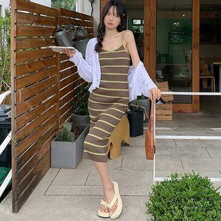 Suspender Striped Knit Dress