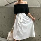 Midi A-line Skirt White - One Size