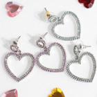 Rhinestone-frame Heart Earrings