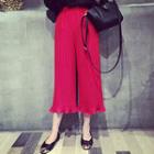 Pleated Wide Leg Cropped Pants