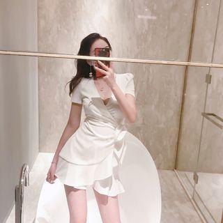 Short-sleeve Wrap Mini Dress