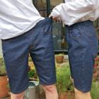 Couple Band-waist Denim Shorts