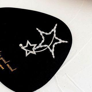 Rhinestone Hollow Star Ear Cuff 1 Pc - Rhinestone Hollow Star Ear Cuff - Silver - One Size