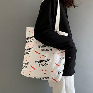 Lettering Canvas Tote Bag As Shown In Figure - M