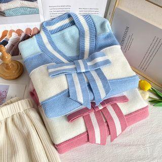 Ribbon-accent Striped Loose-fit Sweater
