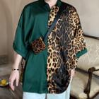 Elbow-sleeve Leopard Shirt