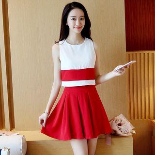 Set: Color-block Tank Top + Skirt