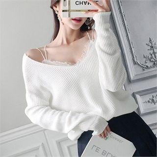 V-neck Knot-back Sweater