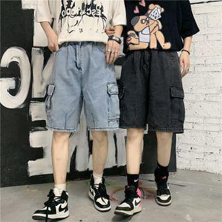 Wide Leg Side Pocket Denim Shorts