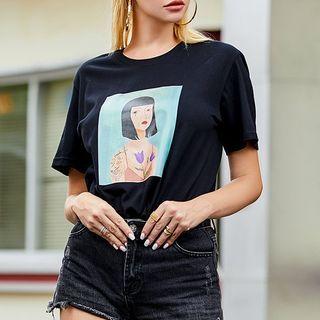 Circle Print Short-sleeve T-shirt