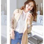 Plus Size Laced-yoke Faux-pearl Button Blouse