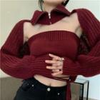 Set: Strapless Crop Top + Turtleneck Shrug