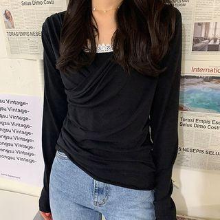 V-neck Shirred Wrap Top