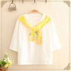 Paw Embroidered Scarf Short-sleeve Tee
