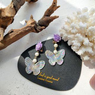 Rose Butterfly Resin Dangle Earring