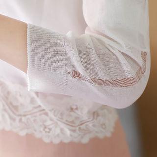 Lace-hem Distressed Cardigan