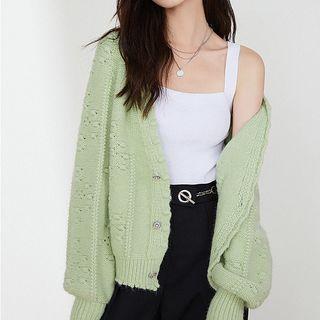 Long Sleeve V-neck Crochet Cardigan