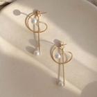 925 Sterling Silver Faux Pearl Dangle Earring 1 Pair - S925 Silver Needle - Gold - One Size