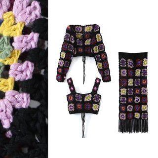 Crochet Knit Tank Top / Cardigan / Skirt