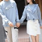 Couple Matching Lettering Pullover / Ruffle Trim Pullover