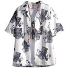 Short-sleeve Bear Print Loose-fit Shirt