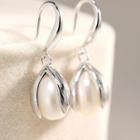 925 Sterling Silver Pearl Dangle Earring 1 Pair - Silver & White - One Size