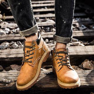 Lace-up Stitched Ankle Boots