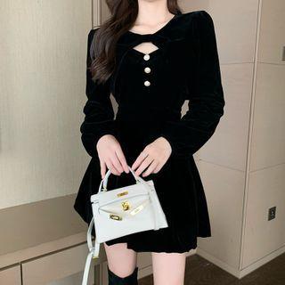Set: Spaghetti-strap Mini A-line Dress + Cropped Jacket