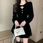 Set: Spaghetti-strap Mini A-line Dress + Cropped Jacket