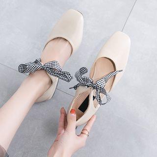 Chunky Heel Ribbon Dorsay Pumps