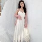 Spaghetti Strap Midi A-line Dress / Sheer Cardigan