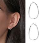 Oval Earring 1 Pair - With Earring Backs - Stud Earring - Silver - One Size