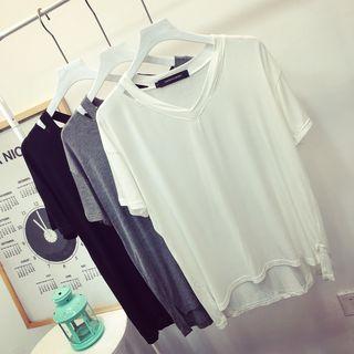 Cut Out V-neck Short-sleeve T-shirt
