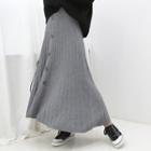 Seam-detail Buttoned Knit Skirt