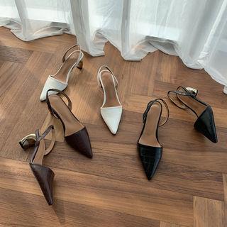 Slingback Pointy Grain Mules