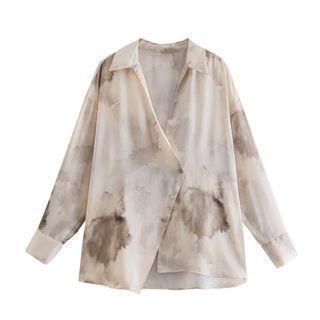 Long-sleeve Tie-dye Asymmetrical Shirt