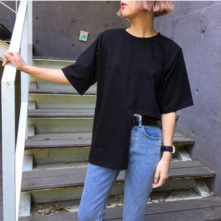 Elbow-sleeve Asymmetric T-shirt