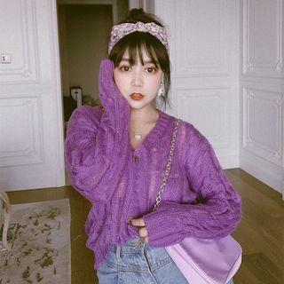 Perforated Cardigan Purple - One Size
